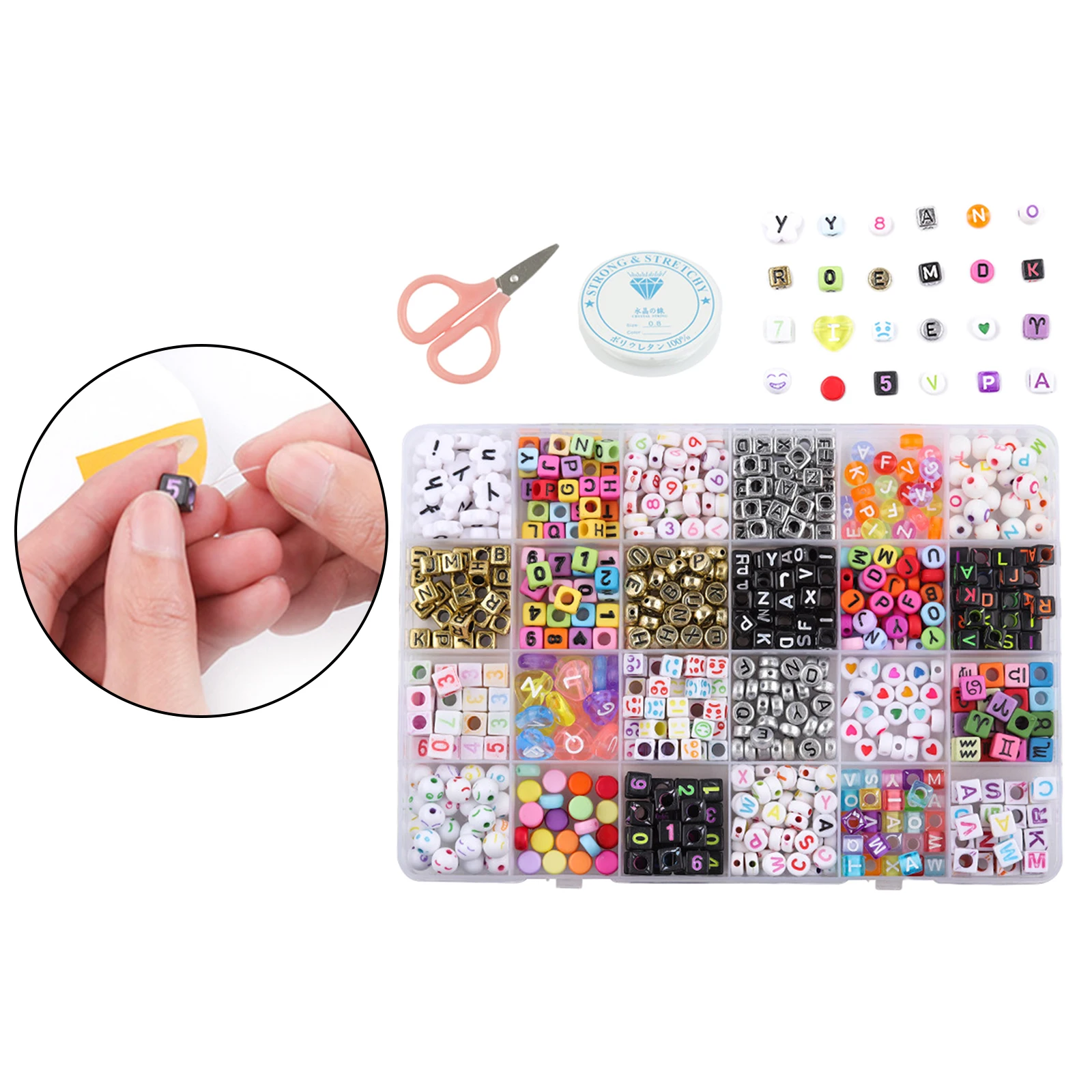 Множество бусин для рукоделия акриловые бусины с буквами алфавита нитки
