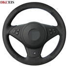 DIY сшитый вручную черный мягкий замшевый чехол рулевого колеса автомобиля для BMW E60 M5 2005-2008 E64 E63 Cabrio M6 2005-2010