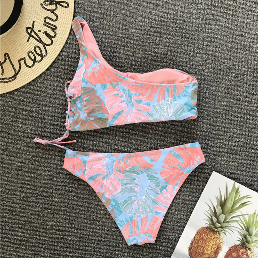 Женский комплект бикини бандо бандажный купальный костюм пуш-ап Пляжная одежда