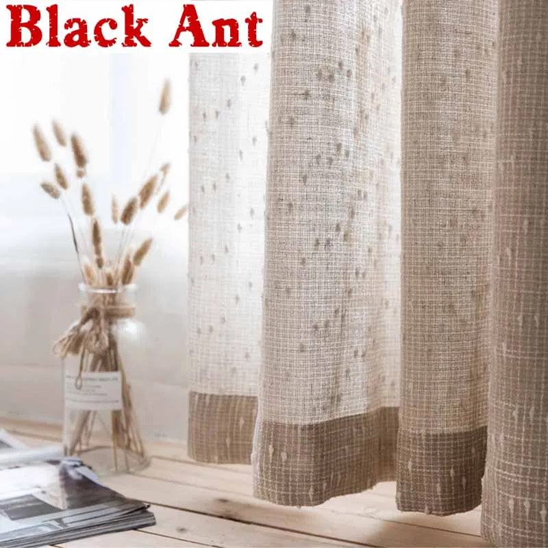 Японский Стиль плотная Конопляный занавес для Гостиная полотно вуаль Кухня окна