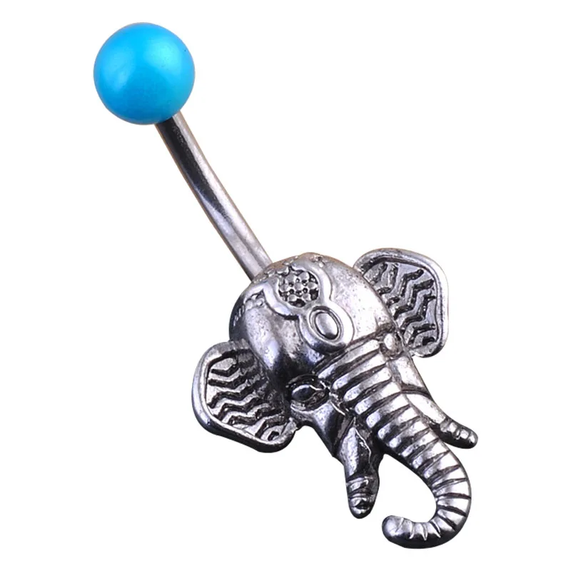 Новая мода Слон Дизайн пупка кольца Стальные пирсинг ювелирные изделия для тела