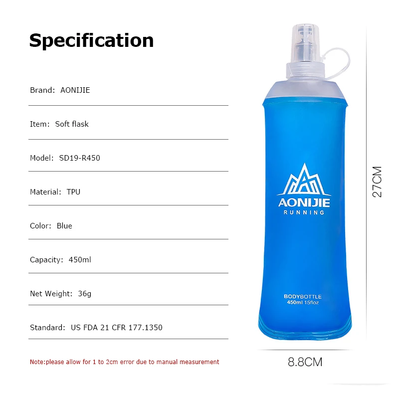AONIJIE походная мягкая колба с водяным пузырьком Складная складная бутылка для