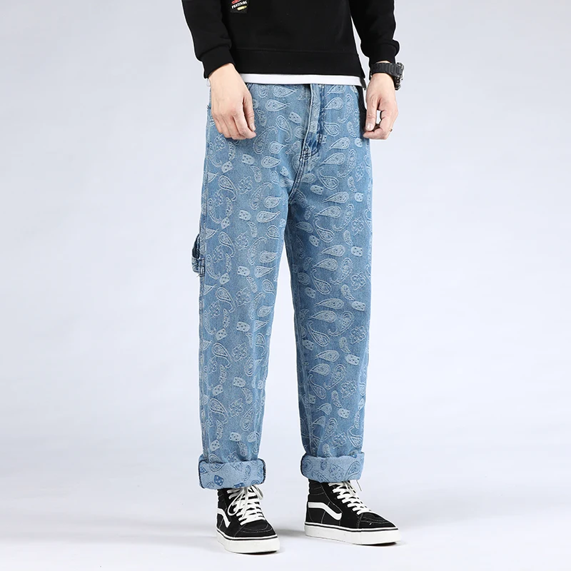 46 Plus Size 2021 High Quality Men's Baggy Denim Male Casual Straight Pants Fashion Jeans Loose Trousers Versatile Streetwear