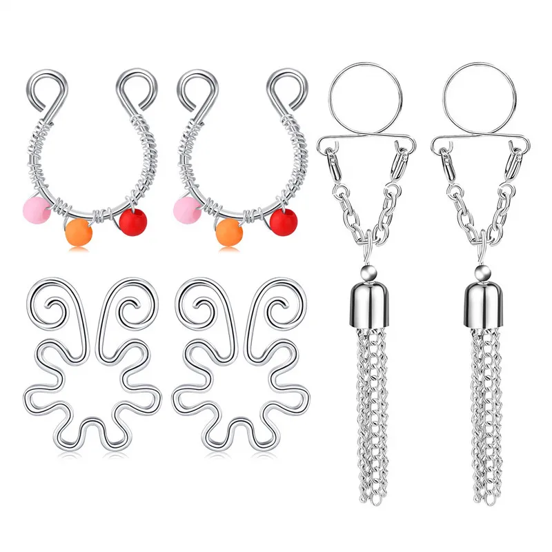 Поддельные кольца для сосков женщин из нержавеющей стали не пирсинг кусачки