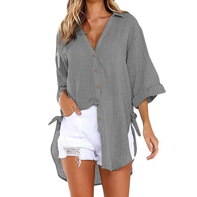 

Fashion Casual Loose Top 2020 New Spring Womens Shirt Office Lady Elegant Shirt Solid Women Top Blusas Mujer De Moda Linen Women