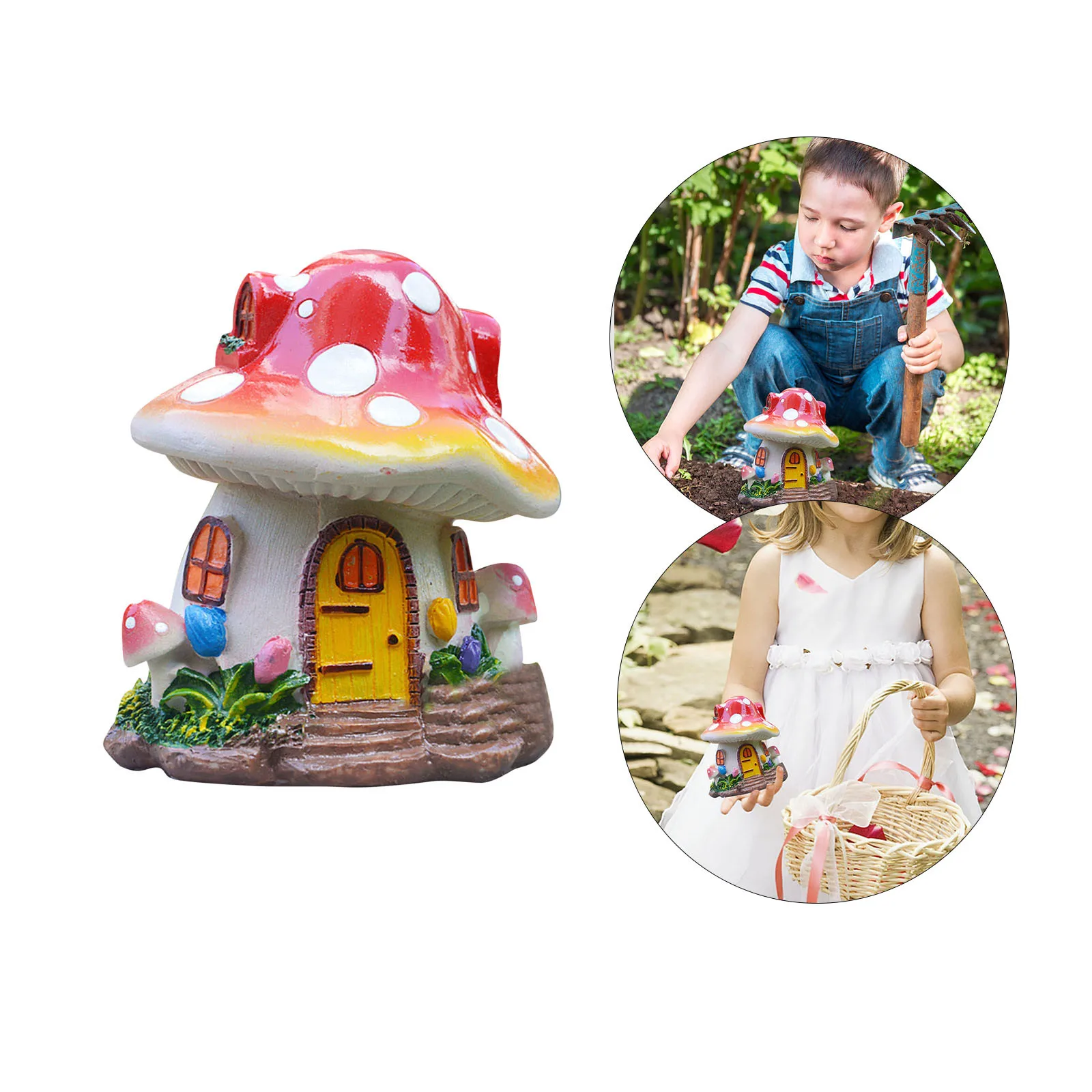 

Vintage Statues Home Decor Ornament Gardening Sculptures Decoration Mushroom House Courtyard Garden Decoration Outdoor Decor