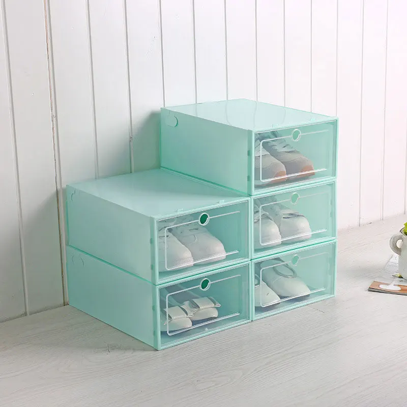 Green Shoe Box 10 шт./компл. обувной шкаф коробка для обуви многофункциональная утолщенная и перевернутая коробка для приема обуви прозрачный шкаф для хранения ящиков - Цвет: Green Shoe Box