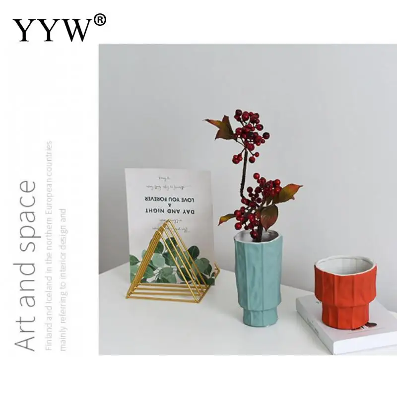 

Wide Mouth Ceramic Vase Fresh Flowers Dried Flower Arrangement Modern Minimalist Hotel Lobby Living Room Creative Vase Decorate