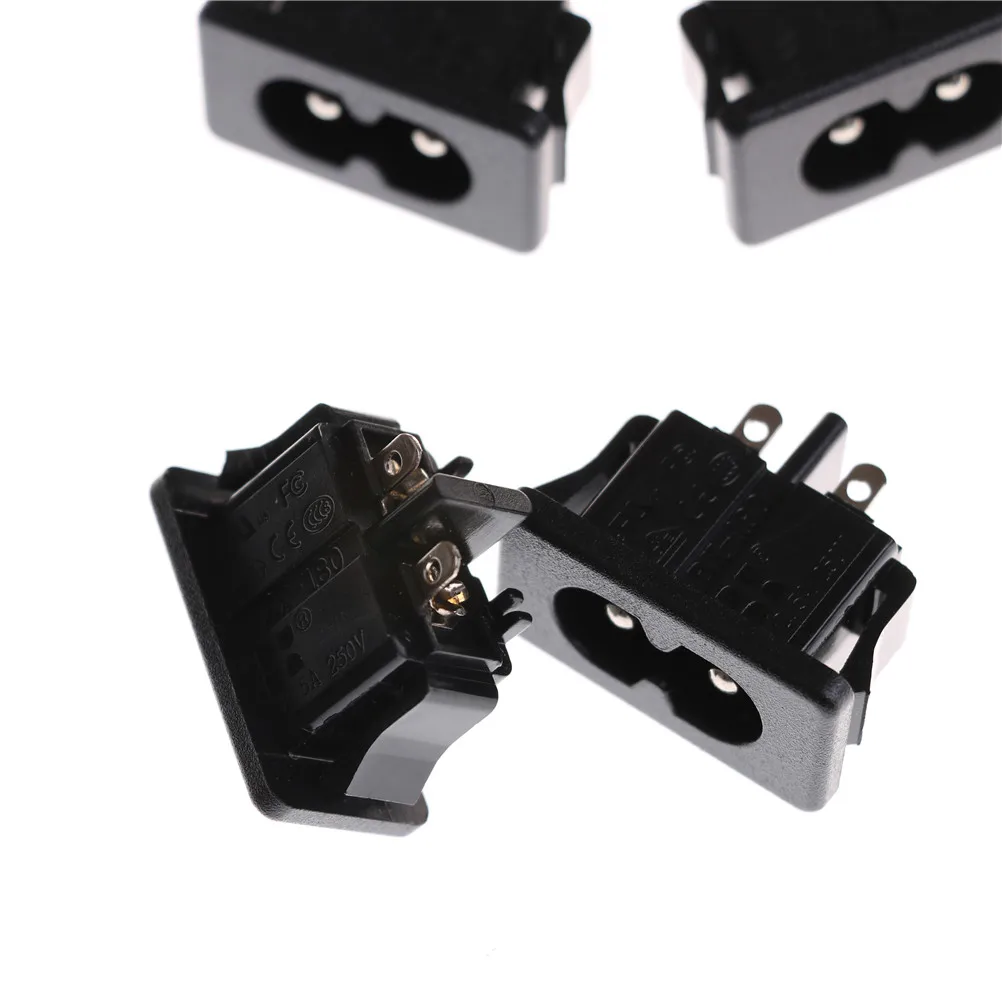 5 шт./лот черный AC250V 2.5A IEC320 C8 Мужской 2 шпильки Мощность Входной Разъем Панель