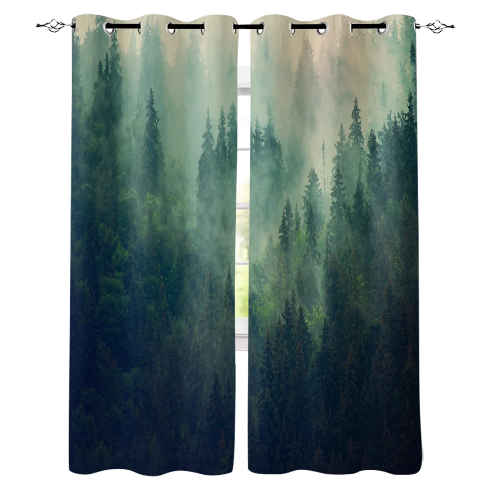 

Misty Mountains Forest Blackout Curtains For Living Room Bedroom Printed Window Treatment Drapes Home Decor