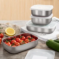 stainless steel lunch bento storage box office worker portable bowl case with cover refrigerator fresh keeping food containers