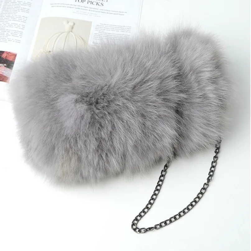 

women fashion fur shoulder bag Real fox fur handbag casual winter furry crossbady bag B15