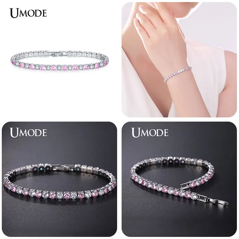 UMODE, 5 цветов, Теннисный браслет и браслеты с кубическим цирконием для женщин, рождественские подарки, Новые Модные женские ювелирные изделия, Pulseras Mujer UB0097