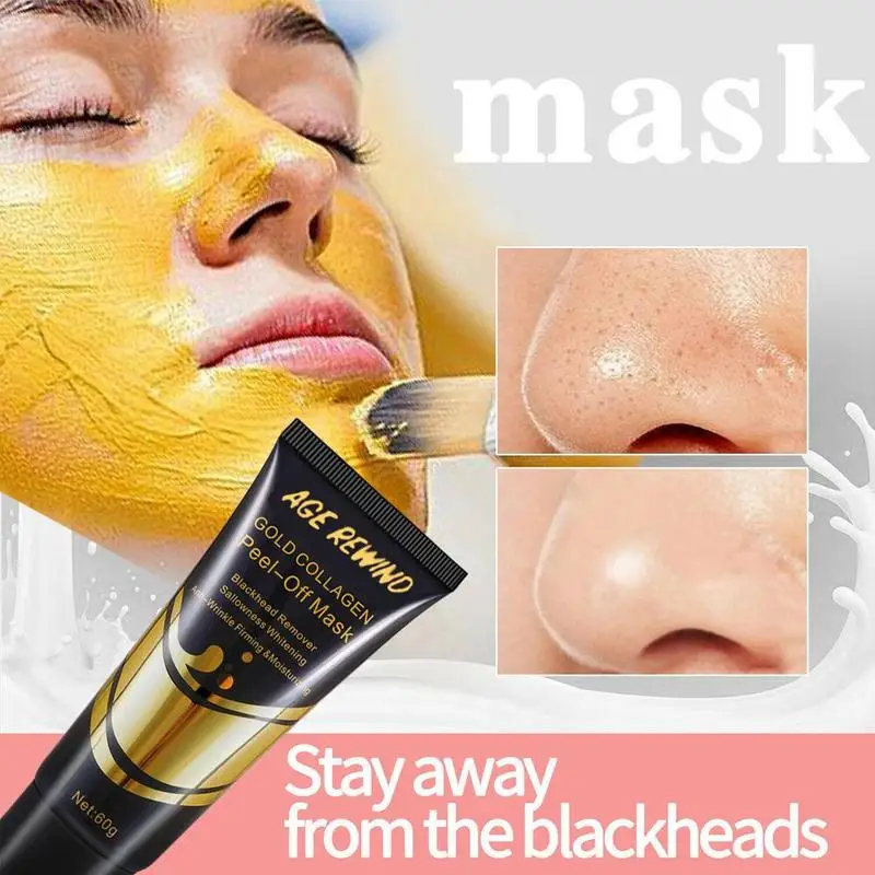 

New Unisex Gold Blackhead Remover Tearing Face Mask Shrink Pore Improve Rough Acne Treatment Oil-control Whitening Cream 60g