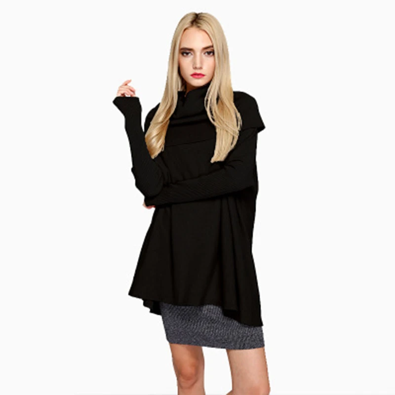 Осенняя и зимняя Свободная Женская одежда с высоким воротником большого размера