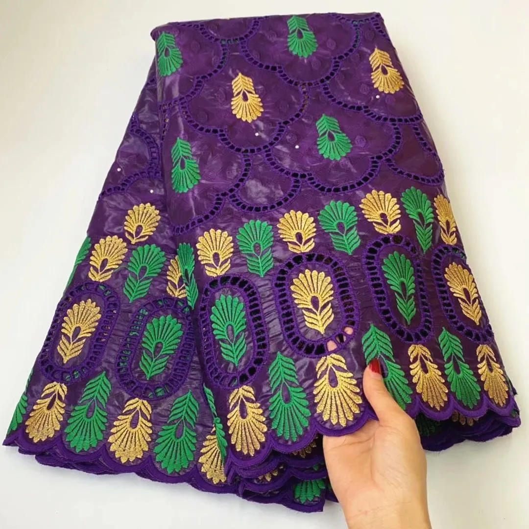 

Самый популярный комплект фиолетового цвета в африканском стиле хлопок базин вышитый кружевной ткани высокого качества для вечерние плать...