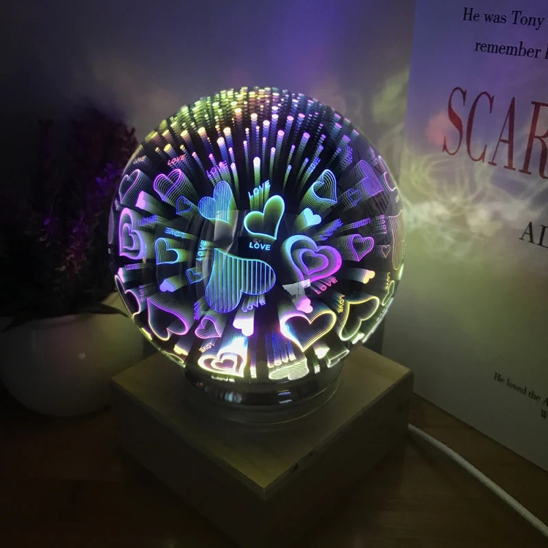 

Christmas Decor USB Rechargeable Colorful Star Sphere 3D Glass Globe Lamp Magic Night Light Ball Lamp Kids Bedroom Decors
