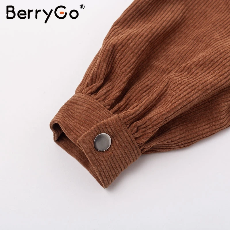 BerryGo повседневные вельветовые куртки на пуговицах с длинным рукавом для женщин