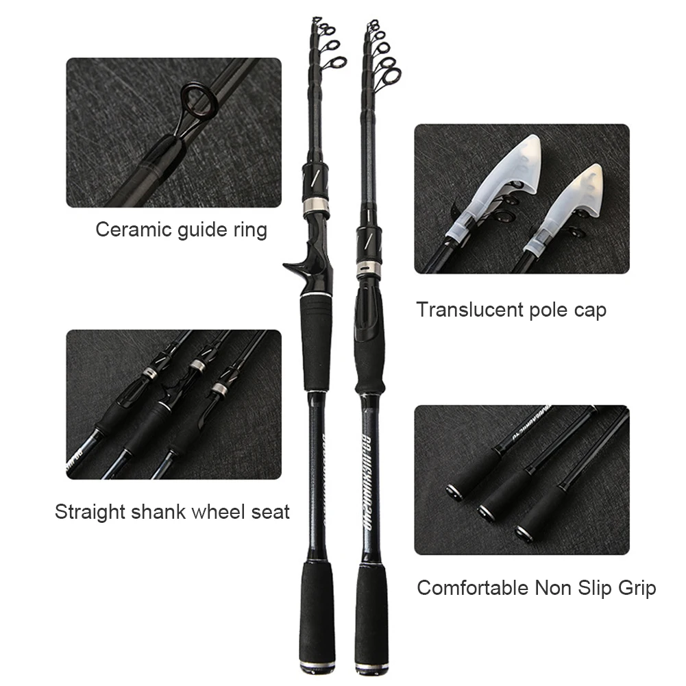 

Carbon Fiber 1.8m 2.1m 2.4m Spinning Fishing Rod M Power Telescopic Rock Fishing Rod Carp Feeder Rod Surf Spinning Rod