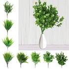 Искусственные растения с 7 вилками, эвкалипт, трава, пластиковые паразиты, зеленые листья, оформление свадебного дома, декор для стола