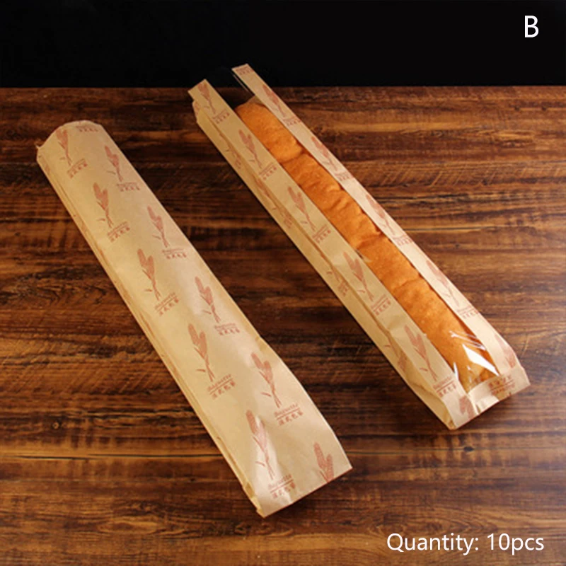 10Pcs French Bread Oil Proof Bags Kraft Paper Long Food Coffee Milk Storage For Wedding Party | Дом и сад