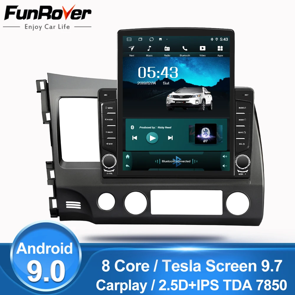 FUNROVER 9 7 &quotTesla экран Android 9.0 2 Din автомобильное радио WIFI Bluetooth 8 ядерный