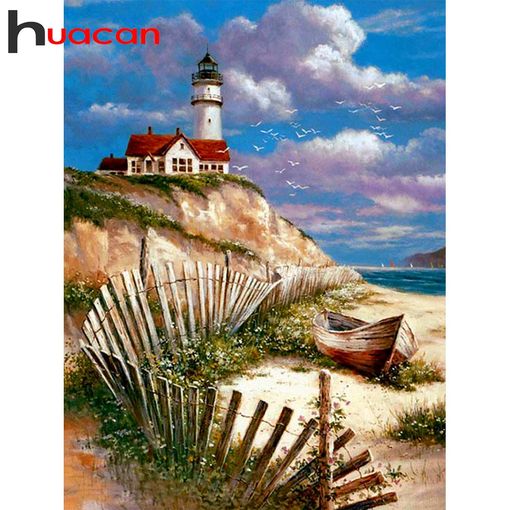 Huacan алмазная вышивка распродажа пейзаж Полная площадь/Круглый живопись Маяк