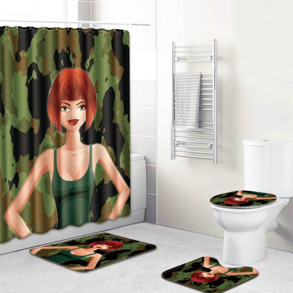 Personalized African American Man Baby Beauty Sexy Black Girl Afrocentric Waterproof Bath Shower Curtain Set Non Slip Rugs | Дом и сад