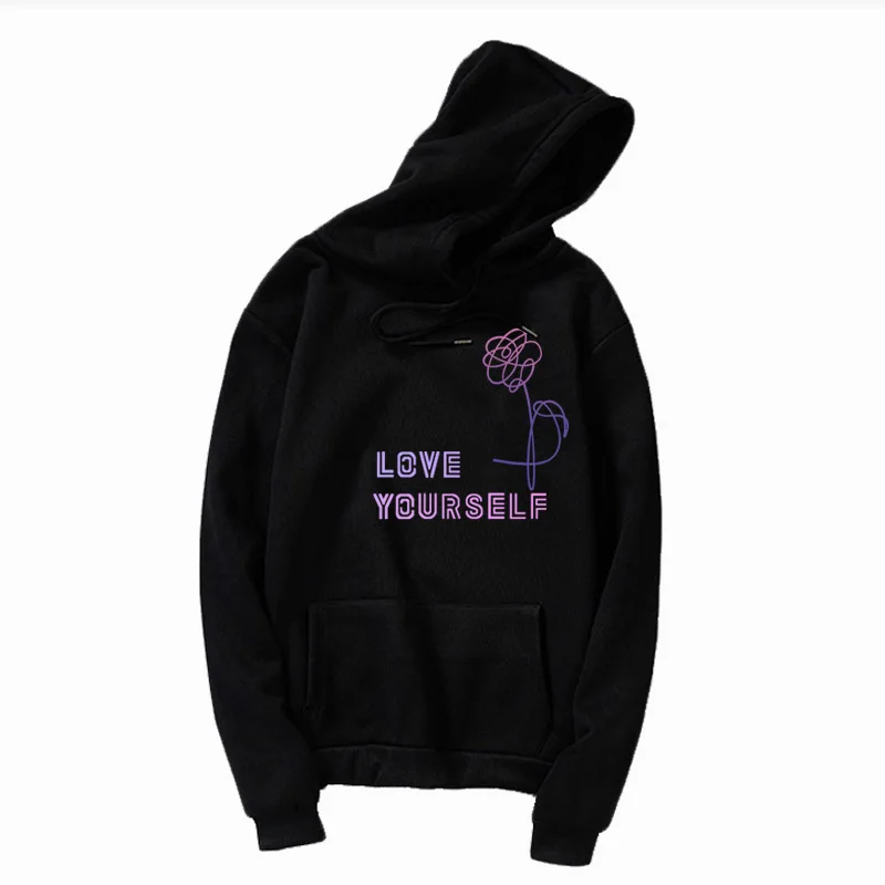 red Love yourself Font Unisex hoody kpop hoodies sweatshirt love yourself KPOP hoody sweatshirt for casual harajuku kpop hoody