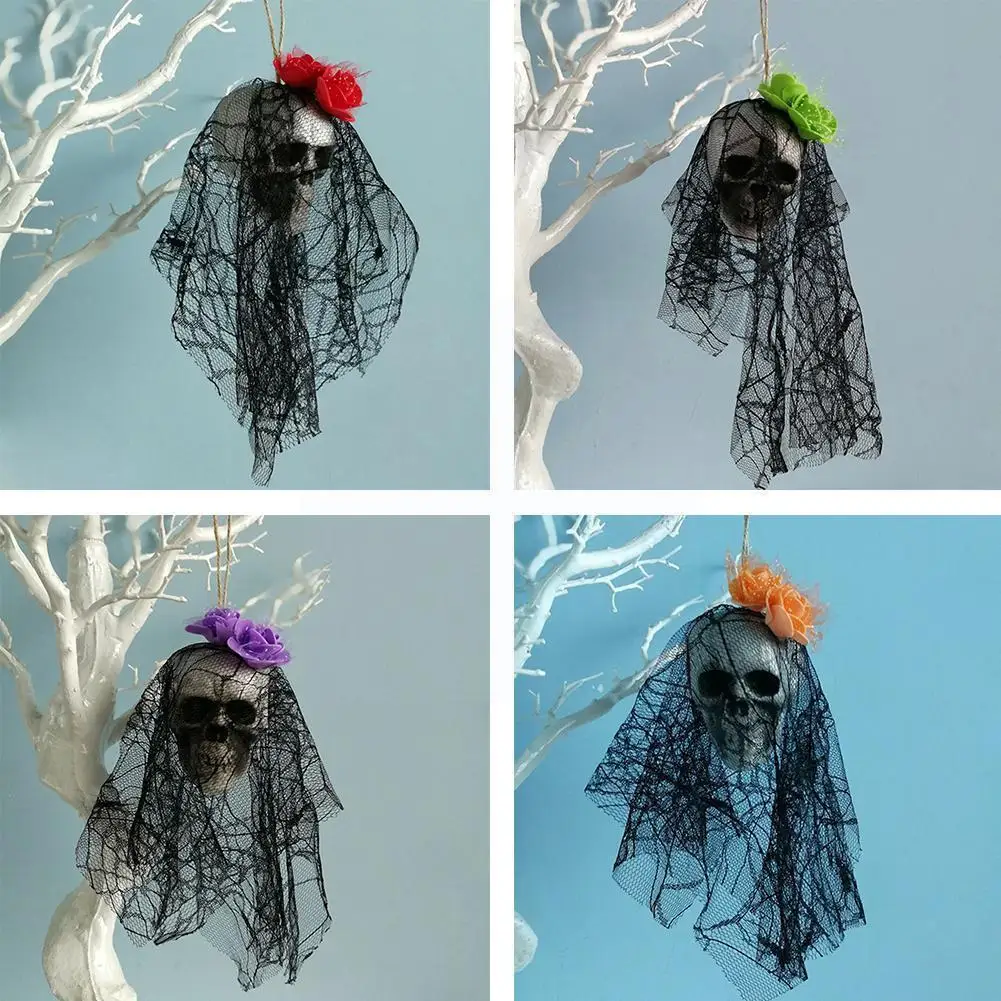 

2022 Хэллоуин Череп подвесной призрак атмосферное украшение реквизит череп кружево имитация орнамента Подвеска из пенопласта O7j2