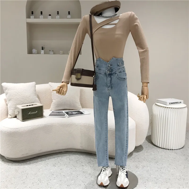 

Women's Spring Summer 2021 Niche Design Fashion Design Cross Top Bottoming Shirt T-shirt