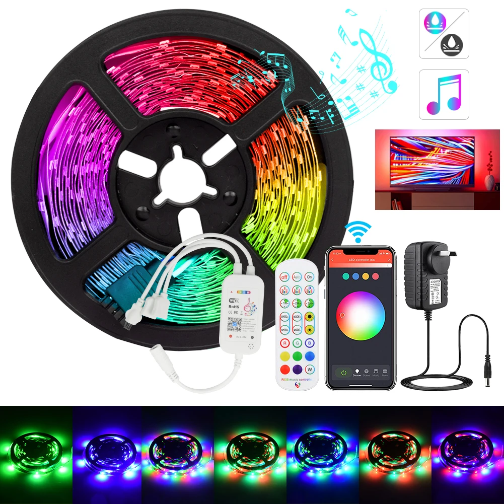 

SMD 2835/5050 DC 12V 5m Waterproof/nonwaterproof Smart Wifi LED Strip Light With RGB Remote Control Smart WIFI Controller