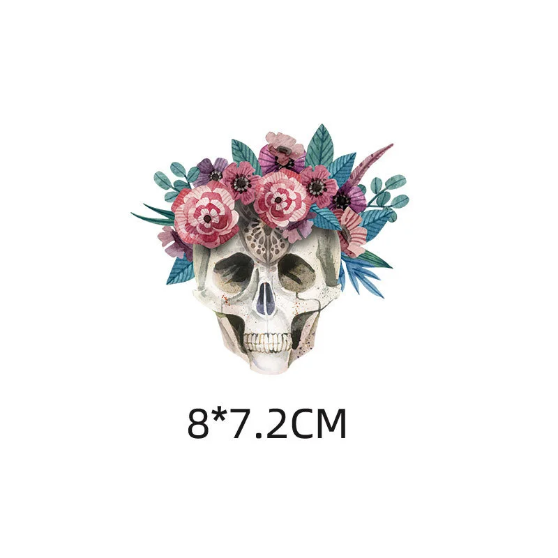 Маленькие патчи в стиле панк с изображением черепа и цветка для самостоятельного