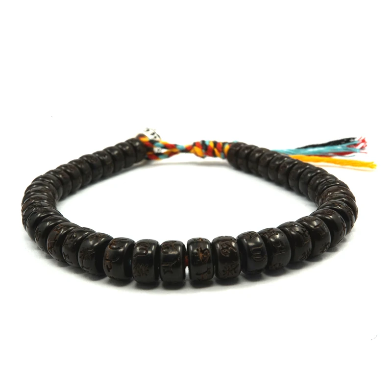 Тибетский серебряный буддийский плетеный браслет из хлопковой нитки с