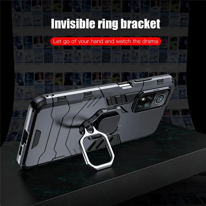 for oppo a54 case magnetic ring stand holder shockproof tpu bumper armor back cover for oppo a54 phone case for oppo a54 casing free global shipping