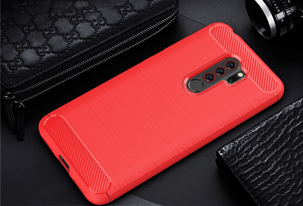 Для Xiaomi Redmi Note 8 Pro Чехол из углеродного волокна чехол 360 полная защита чехол для телефона Redmi Note 8 чехол противоударный бампер - Цвет: Красный