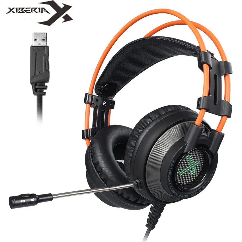 

Игровые наушники XIBERIA K5/K9, USB-гарнитура с объемным звуком 7,1, светодиодный светкой и микрофоном, для компьютерных игр