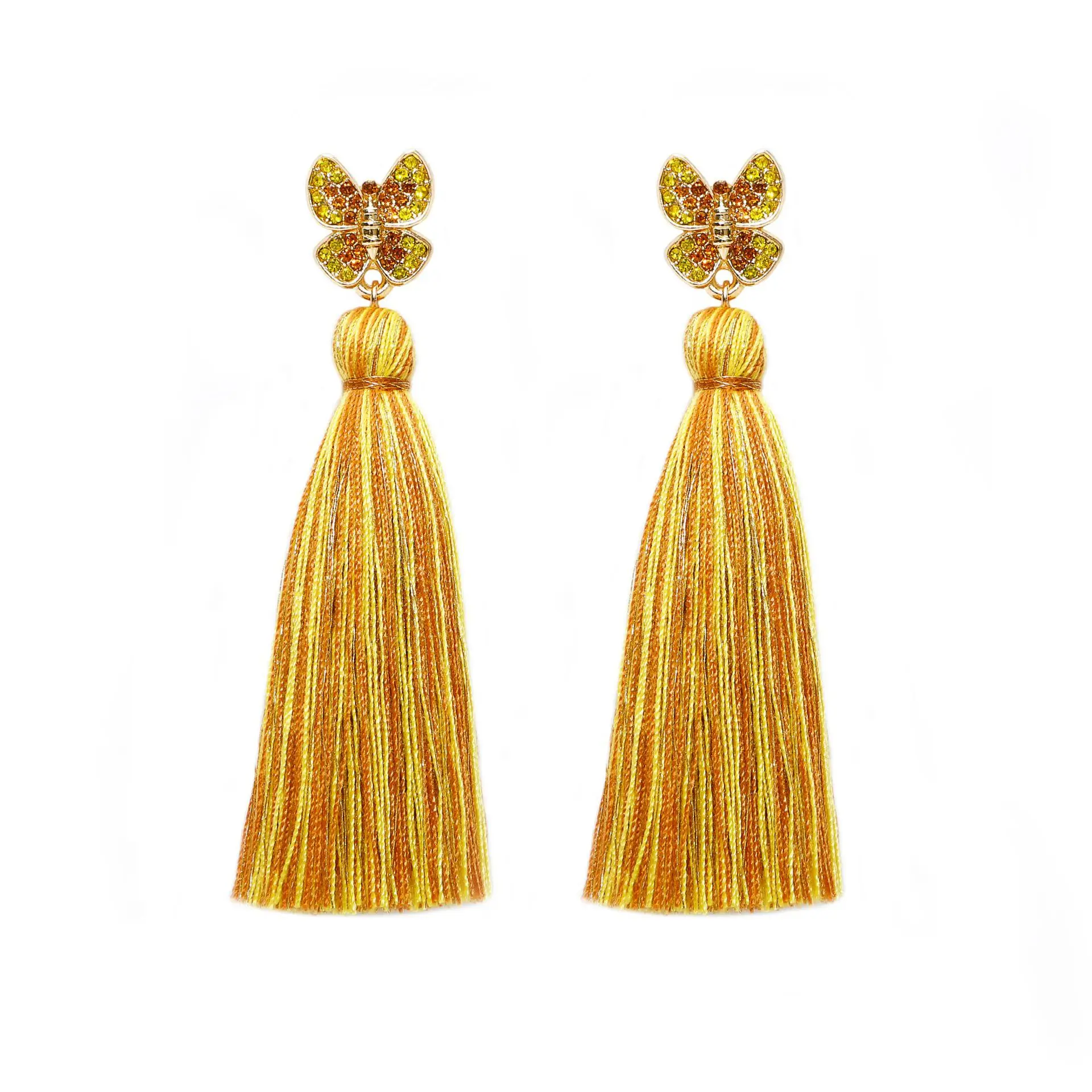 

2020 autumn and winter new hot style butterfly earrings Bohemian cotton tassels Fashion exaggerated retro earrings