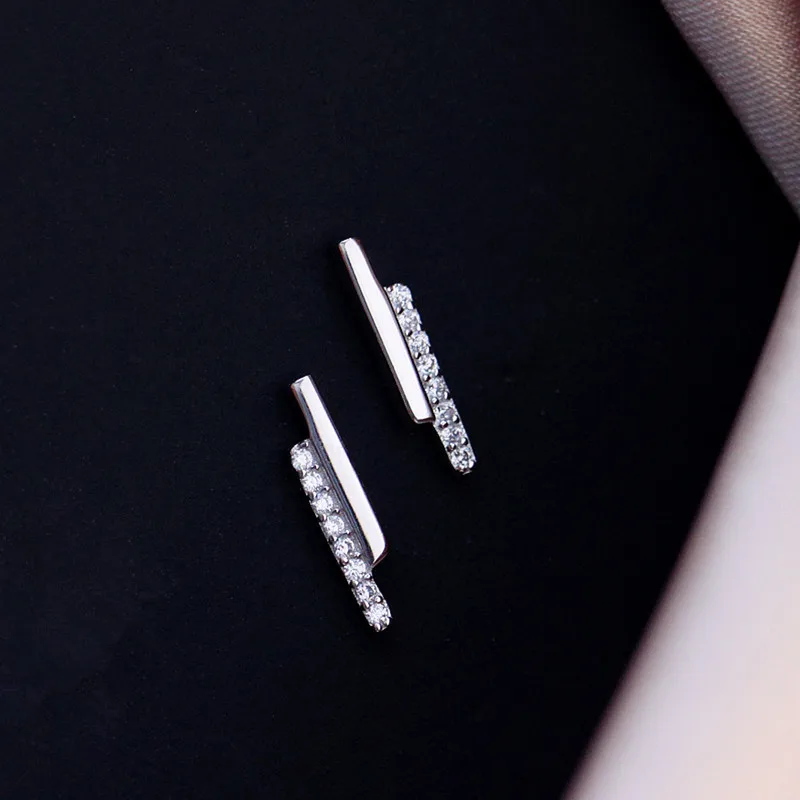 

925 Sterling Silver Zircon Stud Earrings For Women Girls Jewelry Brincos Pendientes eh716