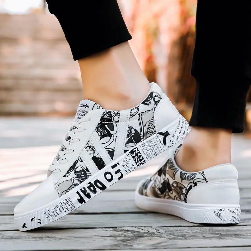 

Shoes Male Casual Vulcanized Colorful Canvas Sneakers Men's Skateboarding Lace-Up Sport Graffiti Board Flat Espadrilles Shoes