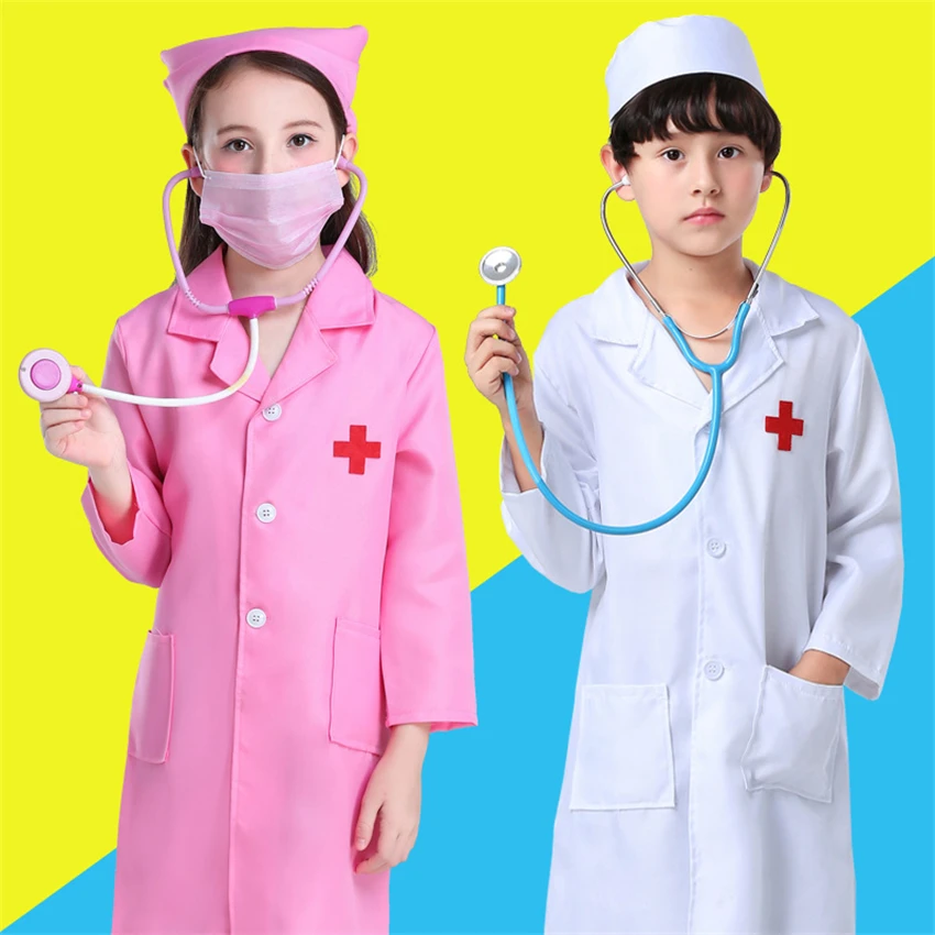 2022 Children Surgical Uniform Cosplay Clothing Toys Halloween Kids Hospital Cross Veterinary Girl Boy Carnival Fancy Party Wear |