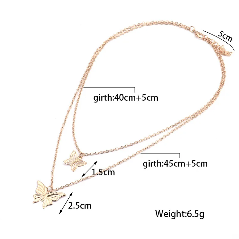 Креативное ожерелье с двойной подвеской-бабочкой для женщин очаровательный