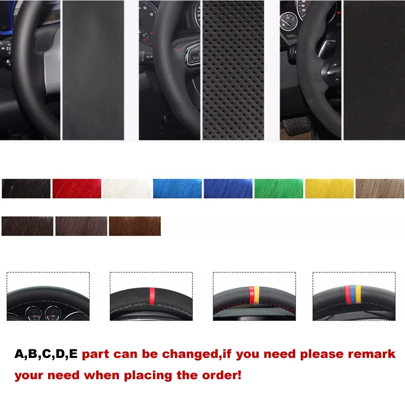 Чехол на руль из черной замши с черным красным желтым маркером для Honda S2000 2000-2008 Civic