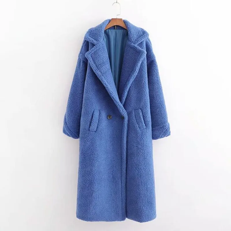 Женское зимнее пальто из искусственной шерсти длинное женская новая стильная