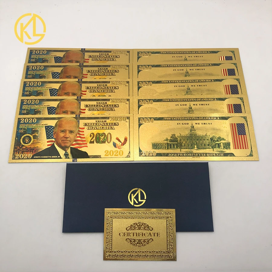 

10pcs/lot 2020 Potential presidential candidate Joe Biden US election Banknotes Plastic Cards Collection and fans gifts