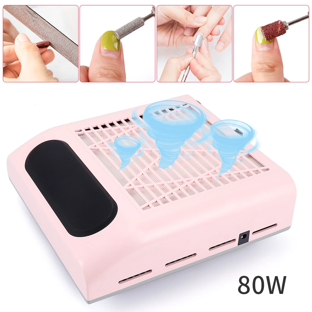 

80W Nail Dust Suction Dust Collector Fan Vacuum Cleaner Manicure Machine Tools Strong Power Nail Fan Art Manicure Salon Tools