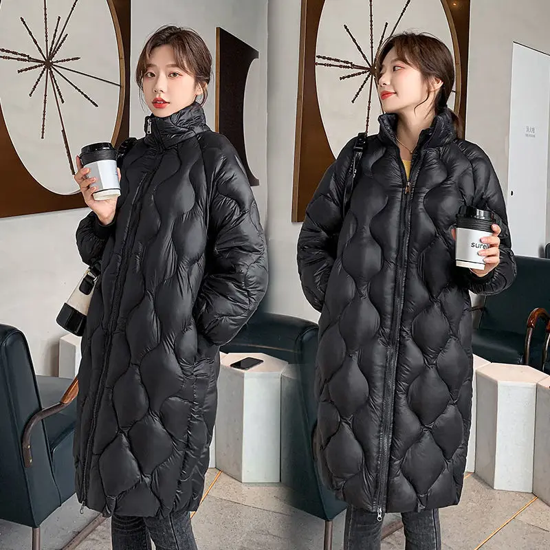 2023 New Spring Winter Woman Long Sleeve Solid Color Black Cotton-padded Warm Loose Big Size Jacket Female Fashion Parkas Q11
