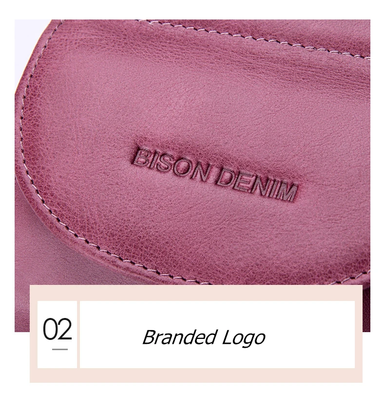 BISON DENIM, Женский кошелек из натуральной кожи, модный держатель для карт, Женский кошелек для монет, мини клатч, сумка для денег для девочек, B3274