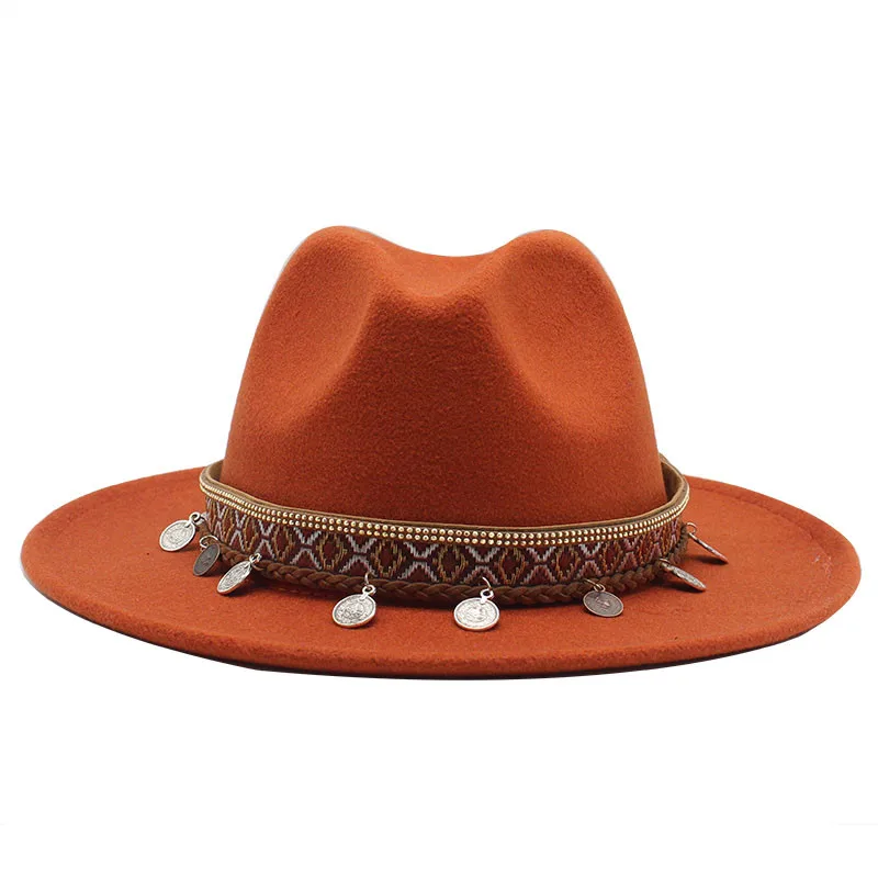 New autumn and winter men's large size cowboy hats fedora caps  classical sombrero furry headscarf imitation wool cap