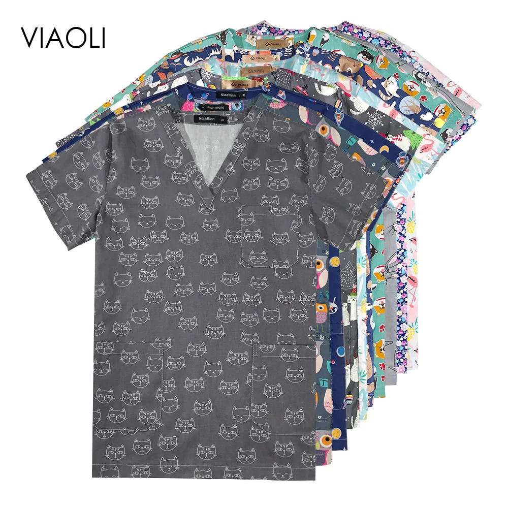 

viaoli women medical surgical uniforms pharmacy hospital nurse scrubs tops breathable beauty salon dentistry pet doctor overalls